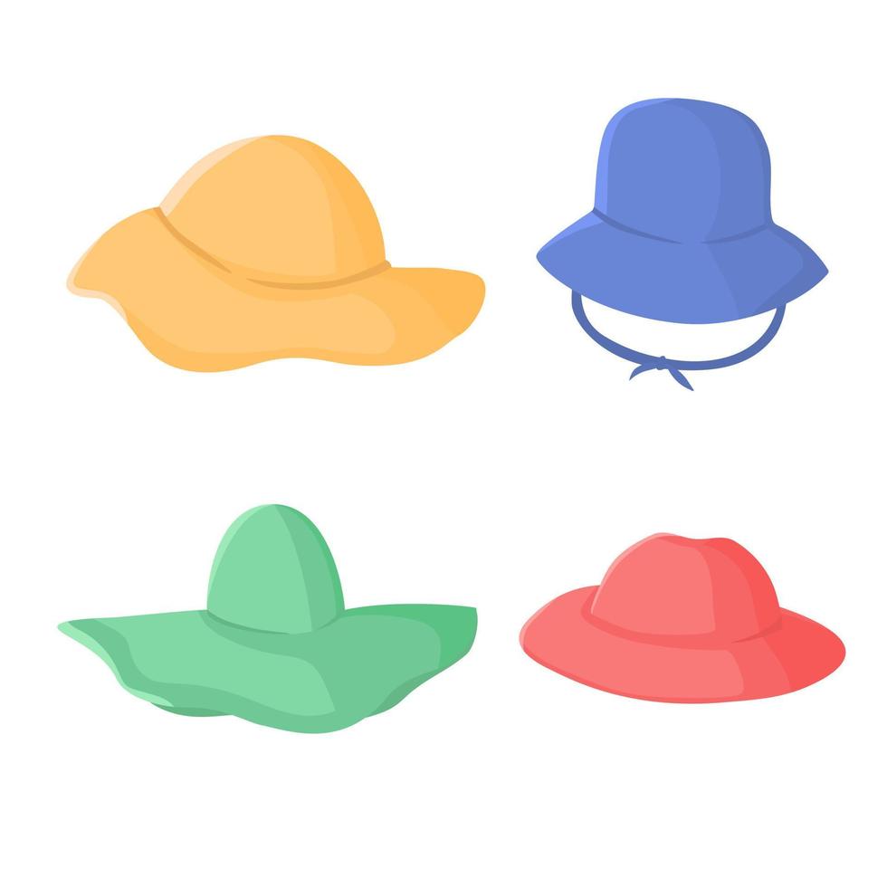 set di cappelli colorati di diverso stile retrò. collezione di cappelli carini. illustrazione vettoriale isolata.