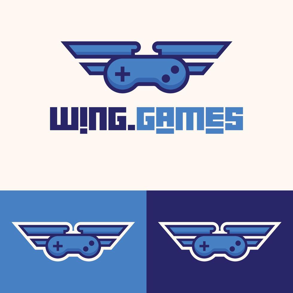 design semplice e minimalista del logo del joystick del gamepad dell'ala vettore
