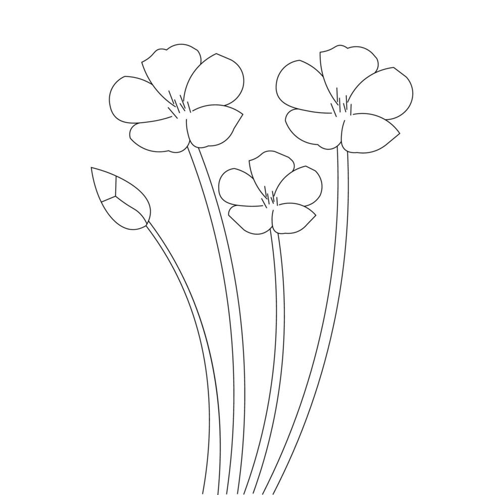 collezione di fiori per album da colorare pagina line art design su sfondo bianco vettore