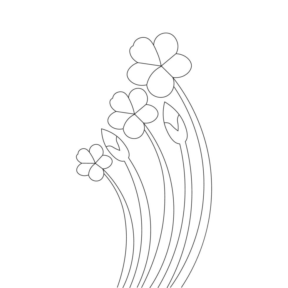 illustrazione naturale del fiore del disegno della pagina di colorazione di scarabocchio della siluetta vettore