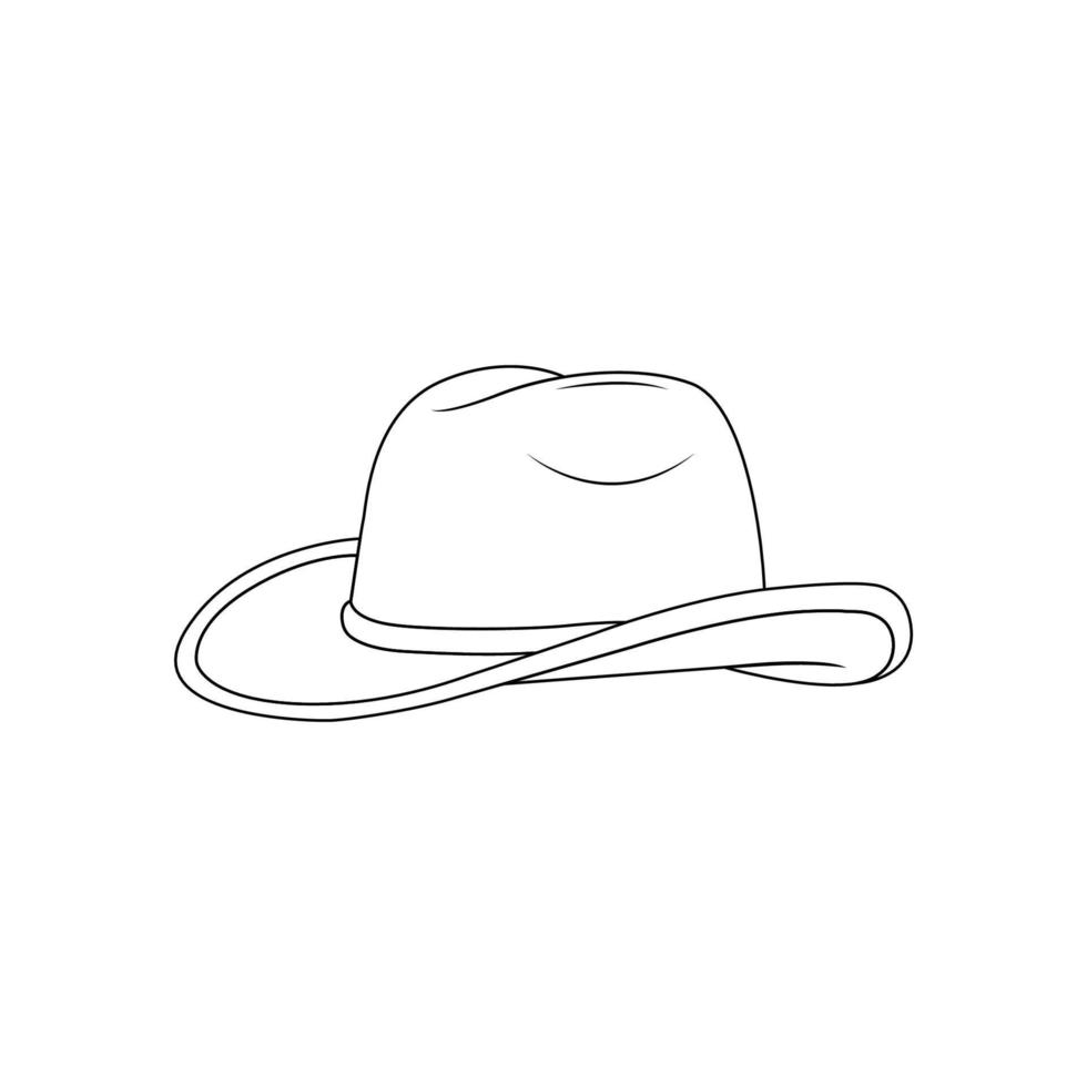 illustrazione dell'icona del profilo del cappello da cowboy su priorità bassa bianca vettore