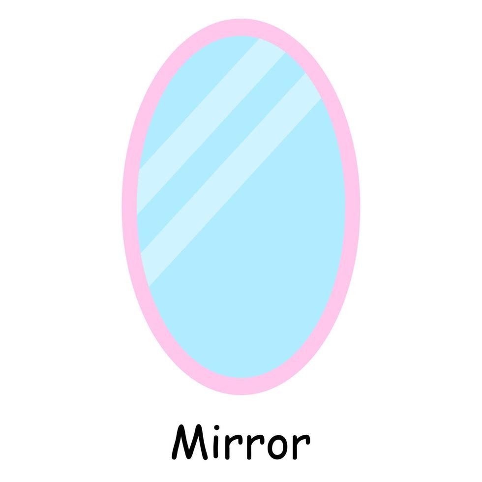 illustrazione degli elementi del bagno specchio da parete ovale rosa. illustrazione del bagno vettore
