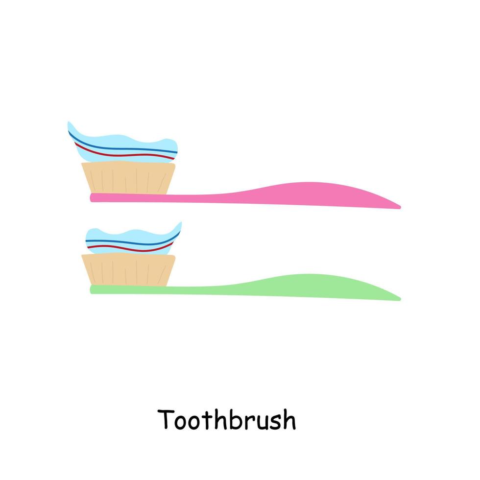 illustrazione degli elementi del bagno due spazzolini da denti con dentifricio. illustrazione del bagno vettore