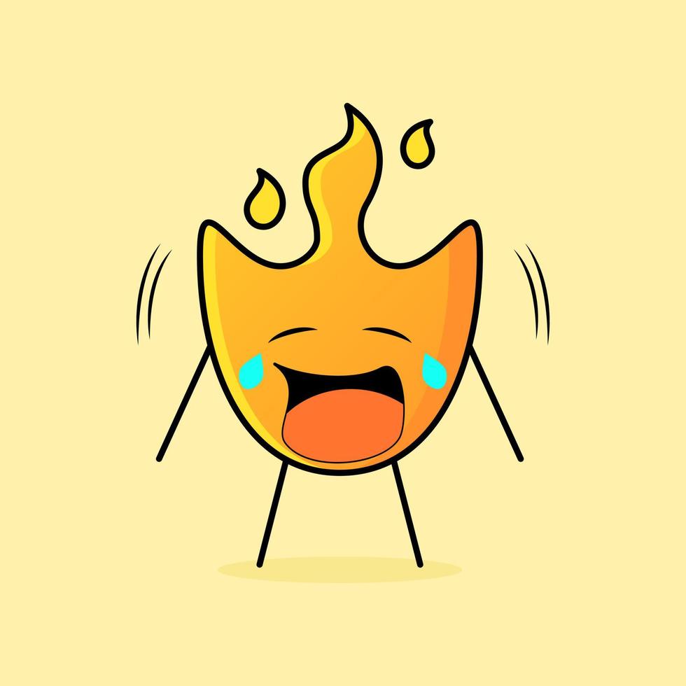 simpatico cartone animato di fuoco con espressione piangente. adatto per loghi, icone, simboli o mascotte vettore