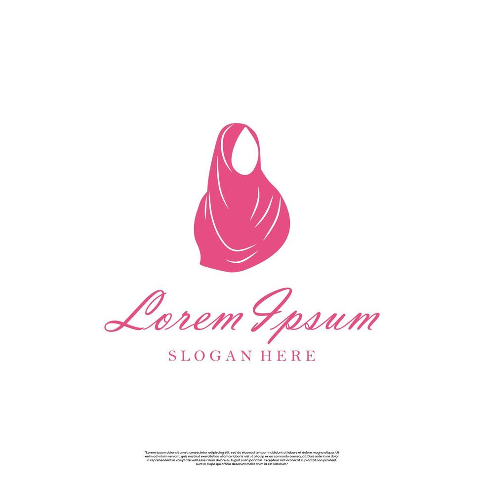 concetto di design del logo hijab muslimah, design del logo della sciarpa su elemento grafico dell'icona del modello di sfondo isolato vettore