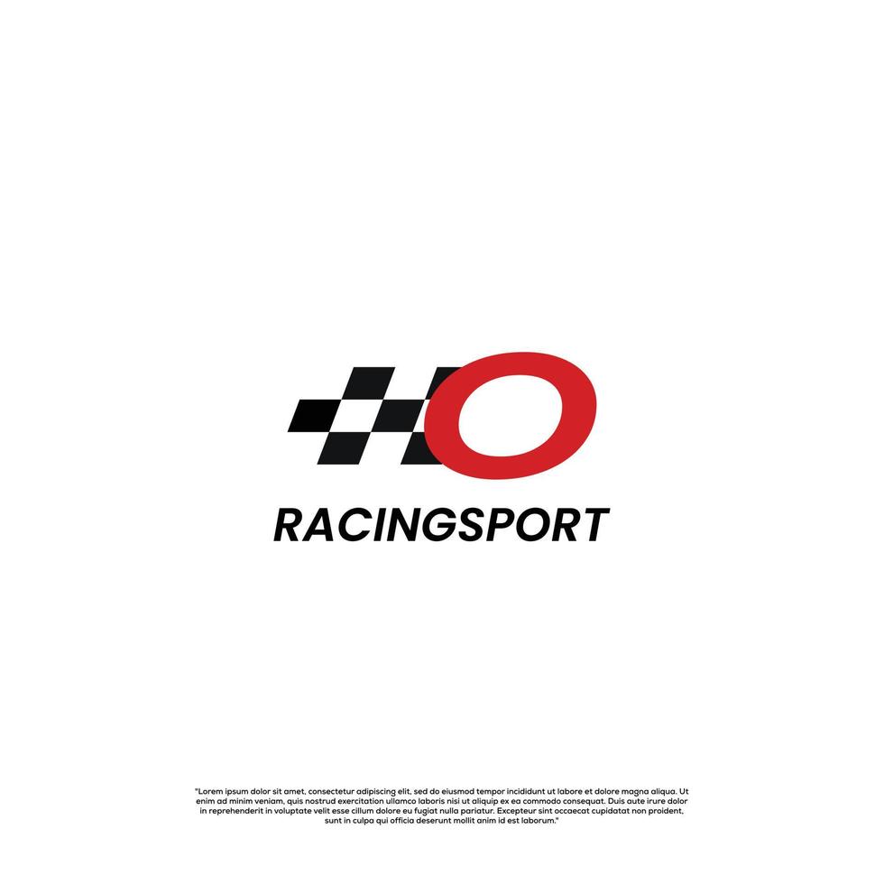 lettera o con design del logo del modello dell'icona della bandiera da corsa vettore