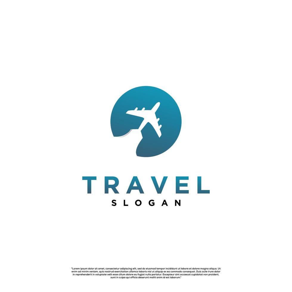 concetto moderno di design del logo aereo, design del logo di viaggio su sfondo isolato vettore