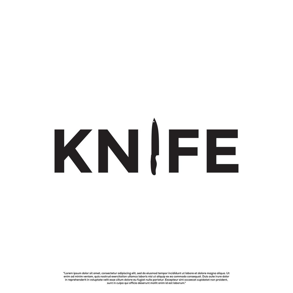 vettore di concetto di design del logo del coltello, icona del logo del coltello su sfondo isolato, modello di elemento grafico