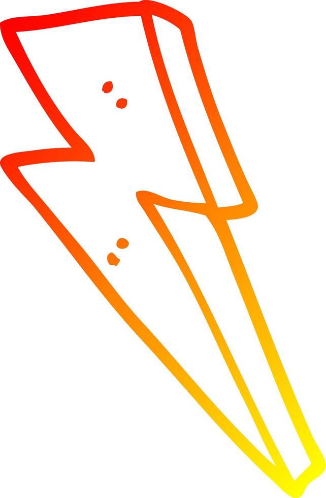 caldo gradiente di disegno a tratteggio cartone animato fulmine vettore