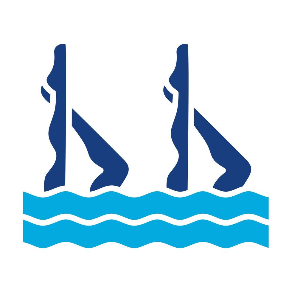 icona a due colori del glifo di nuoto sincronizzato vettore