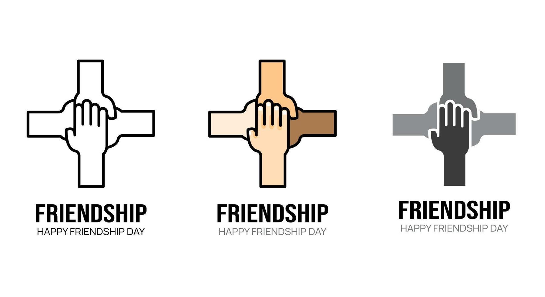 icone. concetto di mano di amicizia e segni di supporto. illustrazione vettoriale del logo