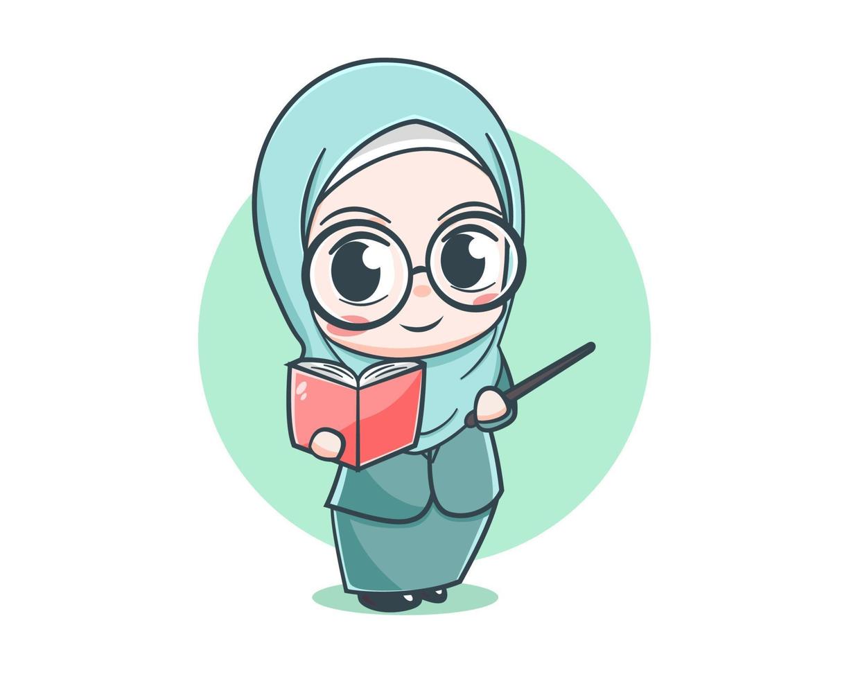 simpatico personaggio dei cartoni animati di insegnante musulmana femminile vettore