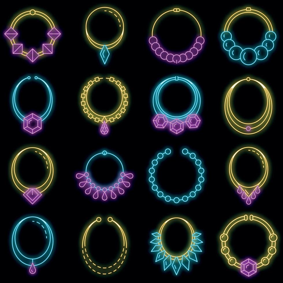 collana gioielli icon set vettore neon