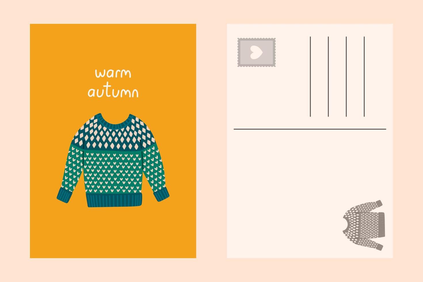 maglione carta caldo accogliente autunno cartolina illustrazione vettoriale