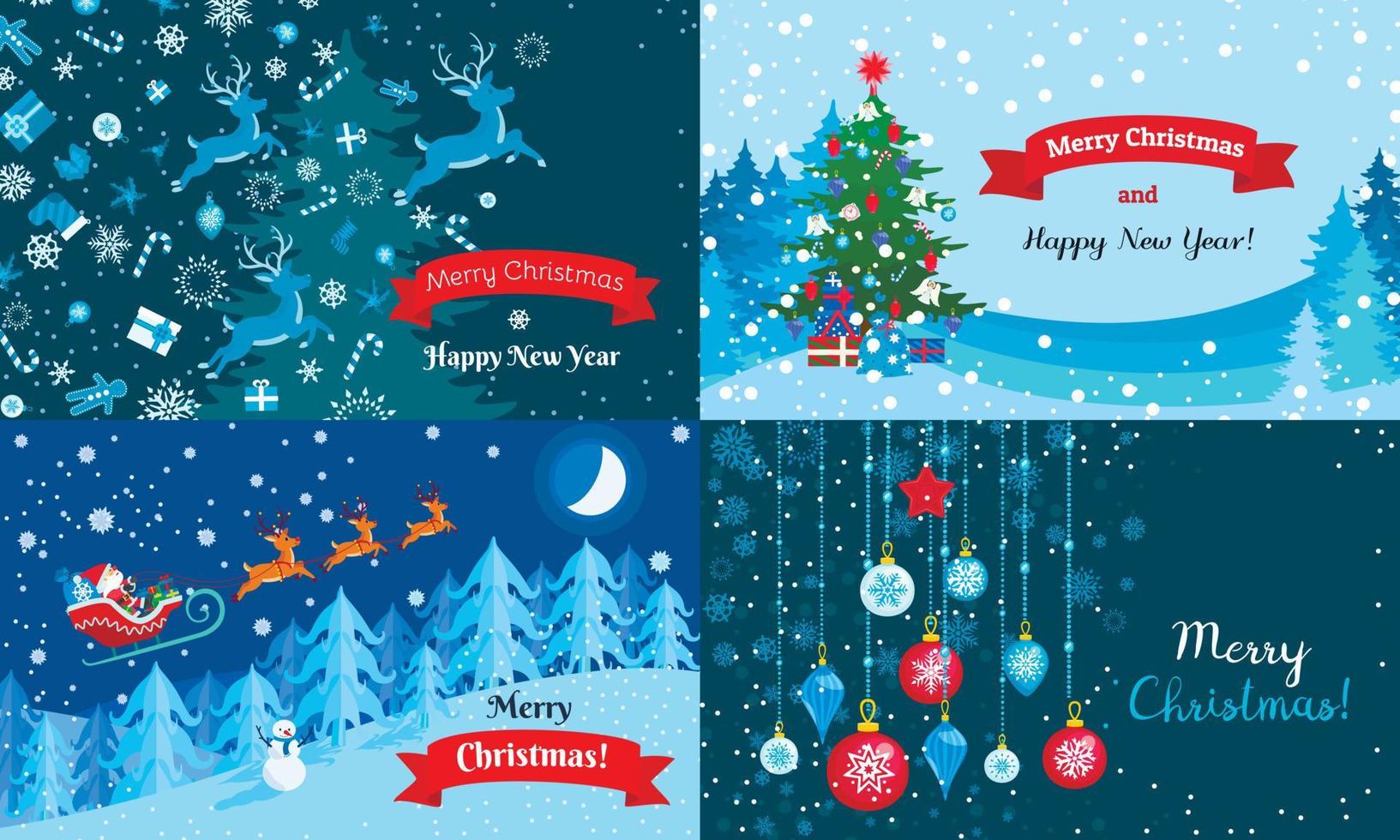 set di banner di buon natale invernale, stile piatto vettore