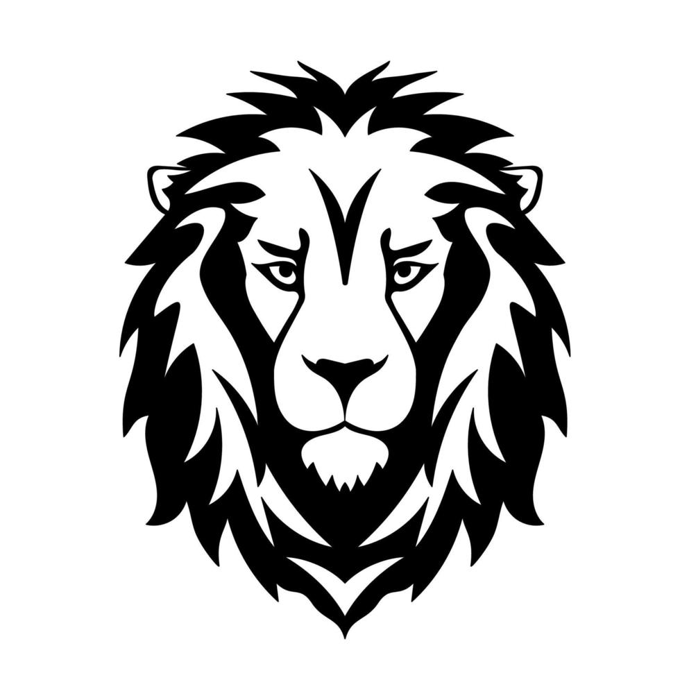 illustrazione vettoriale del logo della testa di leone. disegno in bianco e nero.