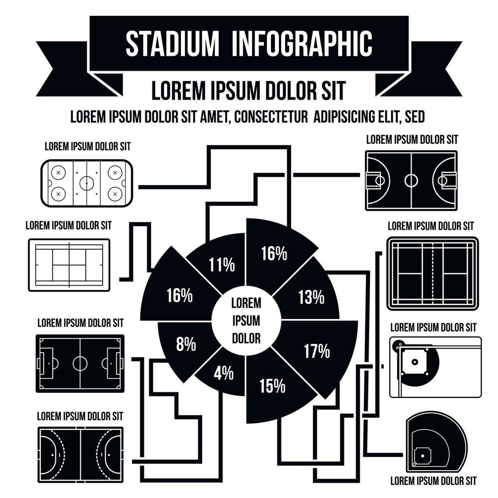 elementi infografici dello stadio, stile semplice vettore