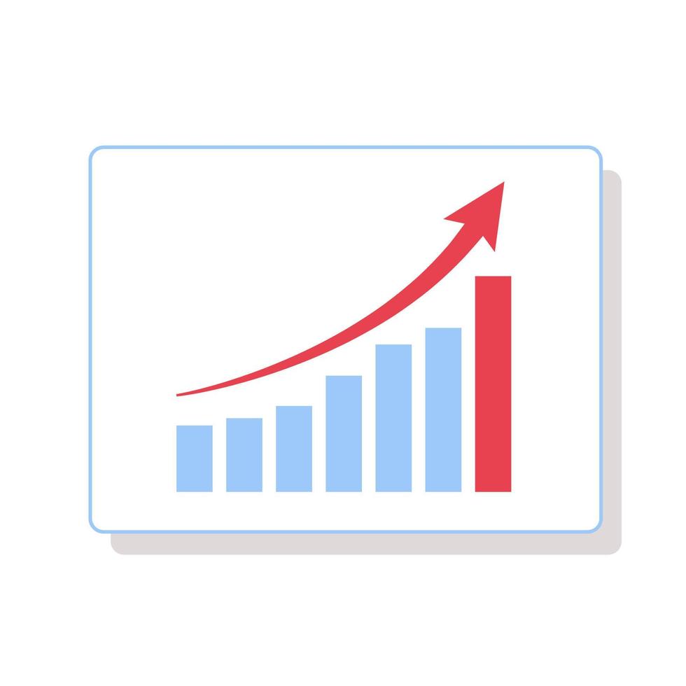 grafico a barre di crescita del grafico con la freccia rossa vettore