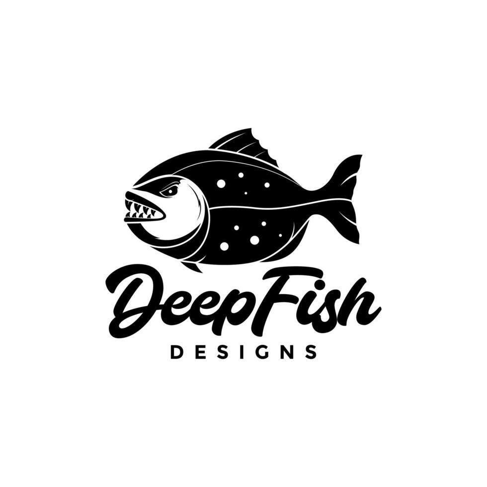 semplice pesce nero isolato pericolo piranha logo design grafico vettoriale simbolo icona illustrazione idea creativa