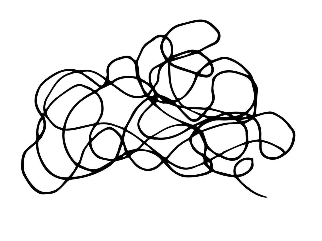 scarabocchio aggrovigliato astratto di doodle disegnato a mano. linee caotiche casuali vettoriali. vettore