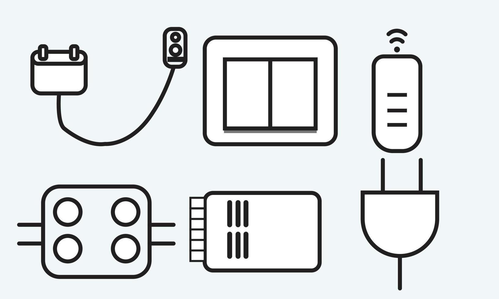 icona vettore icone elettriche, chiavetta, usb, interruttore, dongle wifi,