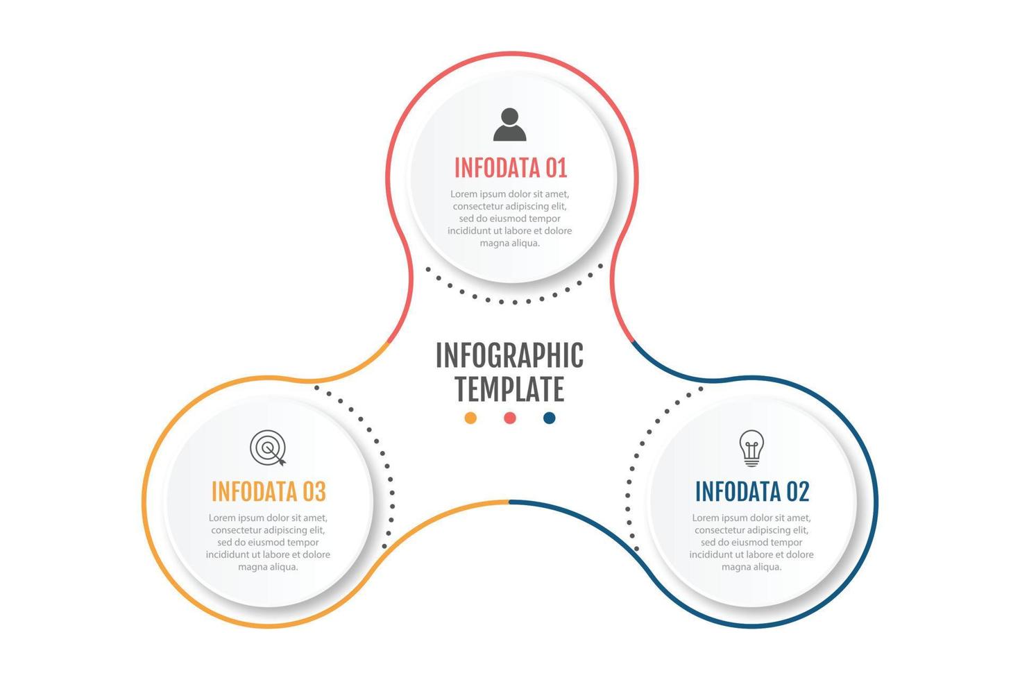 infografica aziendale. cerchio con 3 parti, gradini. modello vettoriale. vettore