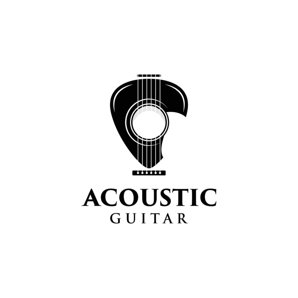 chitarra acustica musica segno simbolo logo design vettore