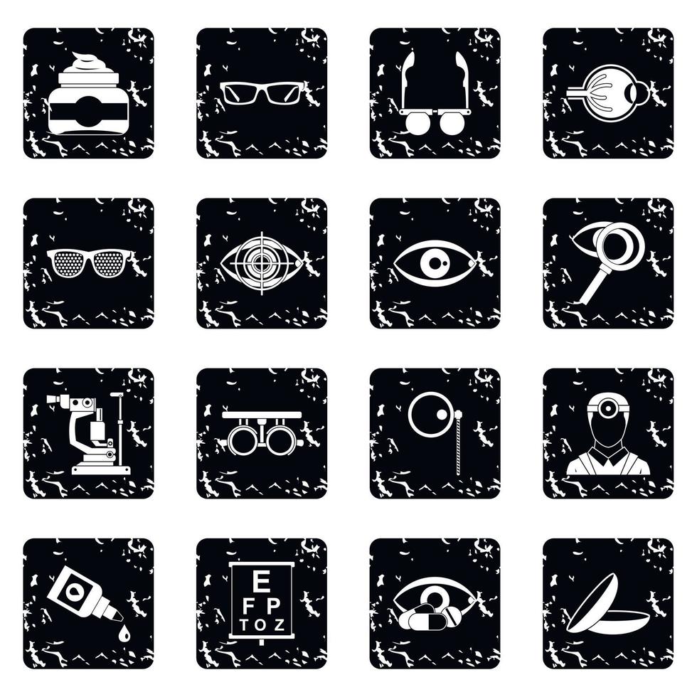 set di icone degli strumenti dell'oftalmologo vettore