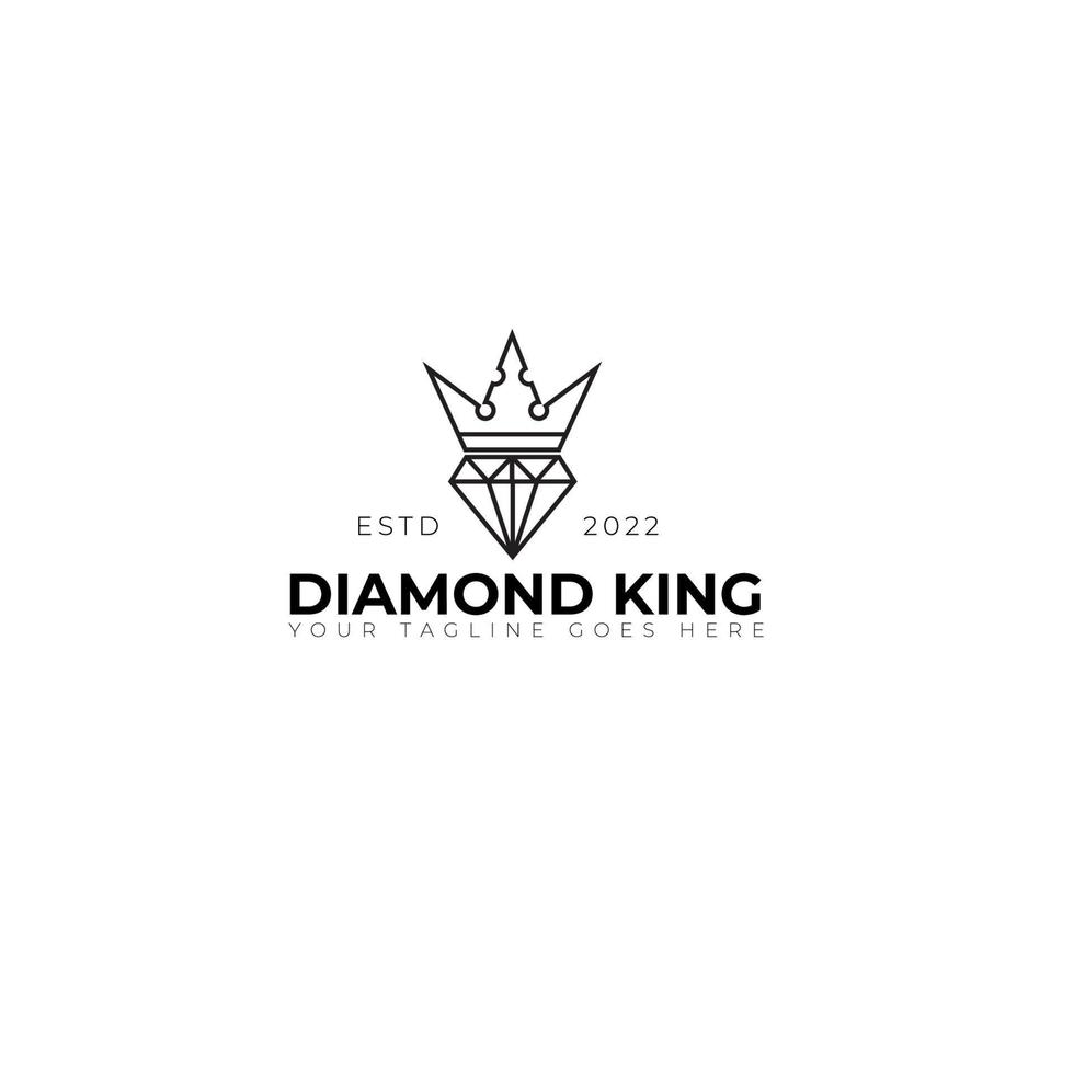 vettore del logo del re del diamante, adatto per aziende di gioielli, logo semplice