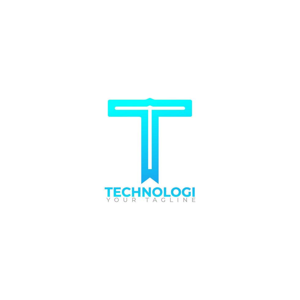 logotipo lettera t colore verde e blu, vettore logo tecnologia
