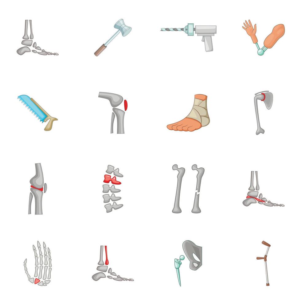 set di icone ortopediche e della colonna vertebrale, stile cartone animato vettore