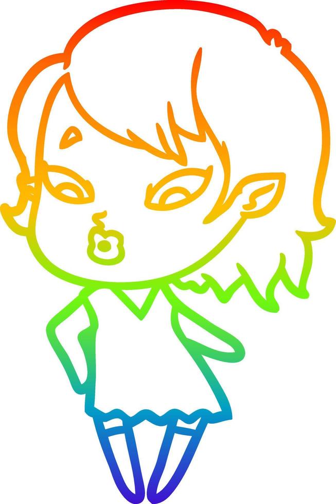 arcobaleno gradiente linea disegno carino cartone animato vampiro ragazza vettore