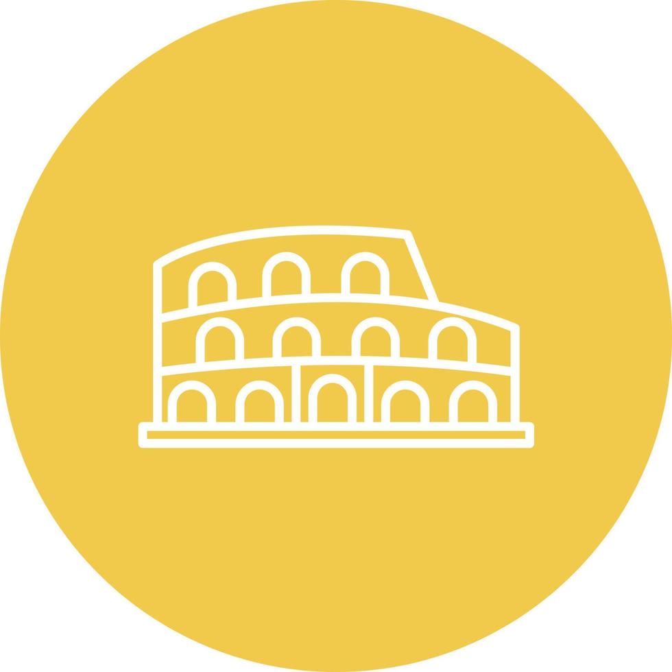 icona dello sfondo del cerchio della linea del Colosseo vettore