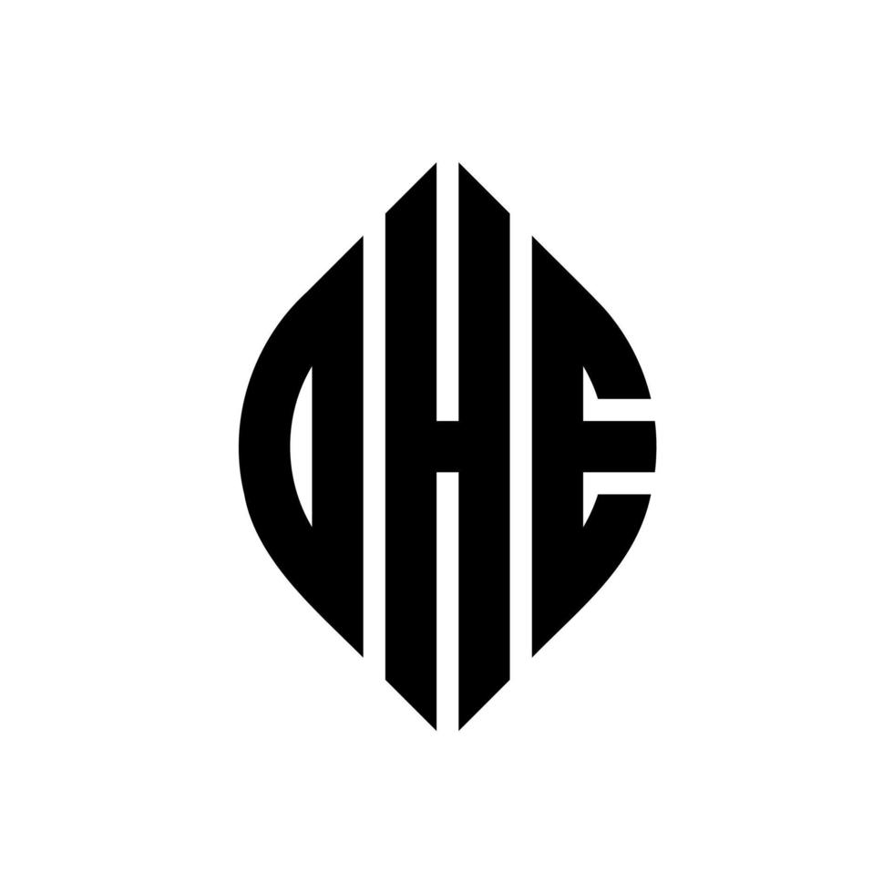 ohe design del logo della lettera del cerchio con forma circolare ed ellittica. ohe lettere ellittiche con stile tipografico. le tre iniziali formano un logo circolare. ohe cerchio emblema astratto monogramma lettera marchio vettore. vettore