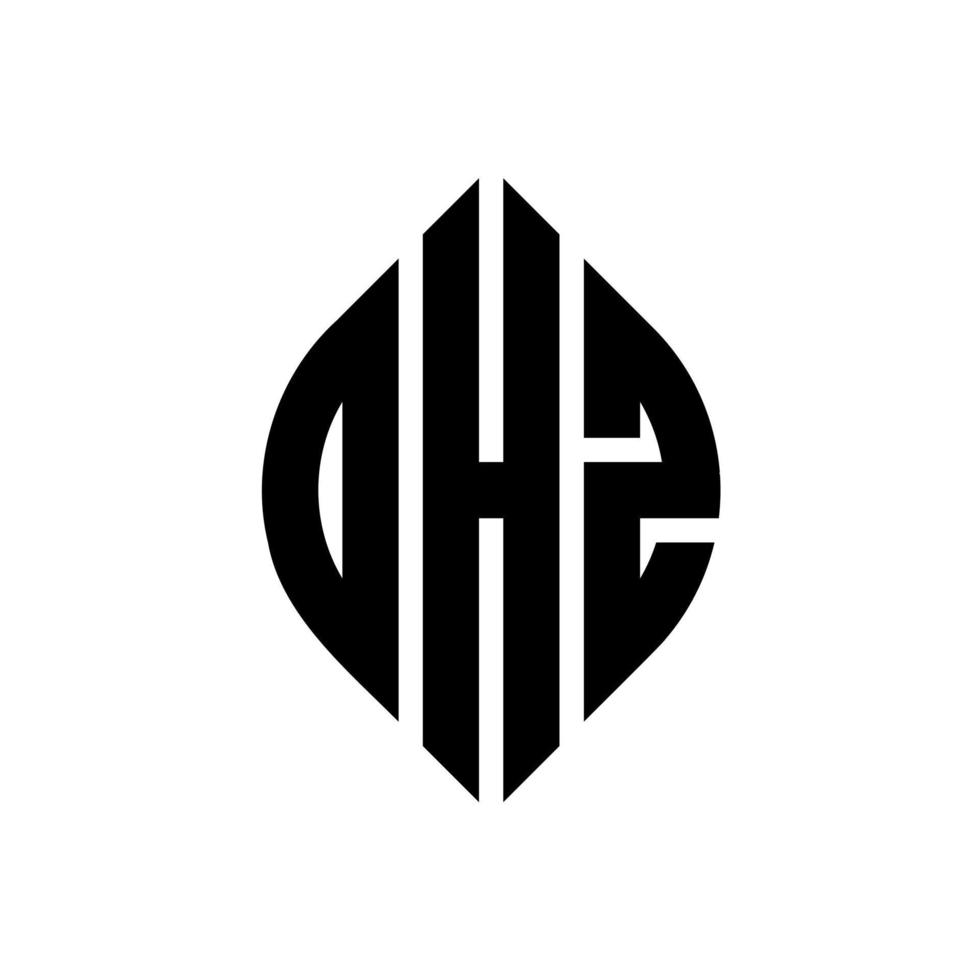 design del logo della lettera del cerchio ohz con forma circolare ed ellittica. ohz lettere ellittiche con stile tipografico. le tre iniziali formano un logo circolare. ohz cerchio emblema astratto monogramma lettera marchio vettore. vettore