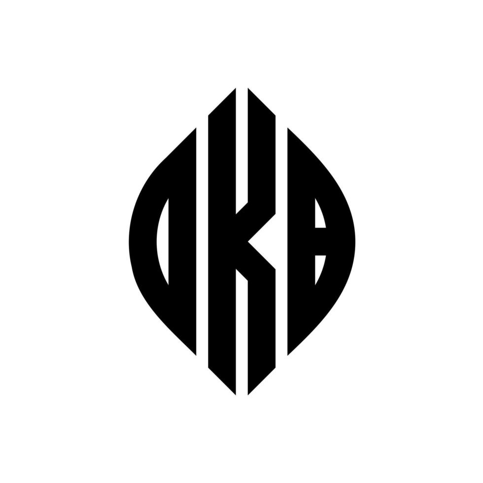design del logo della lettera del cerchio okb con forma circolare ed ellittica. okb lettere ellittiche con stile tipografico. le tre iniziali formano un logo circolare. okb cerchio emblema astratto monogramma lettera marchio vettore. vettore