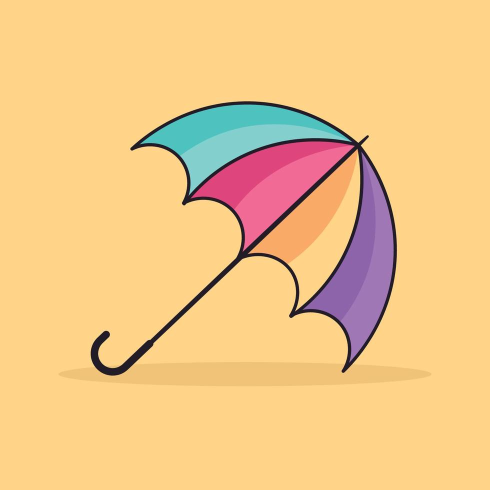 illustrazione piatta ombrello colorato, illustrazione vettoriale ombrello