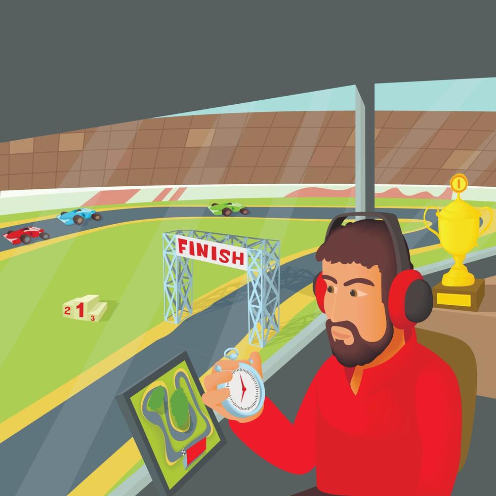 concetto di allenatore da corsa, stile cartone animato vettore