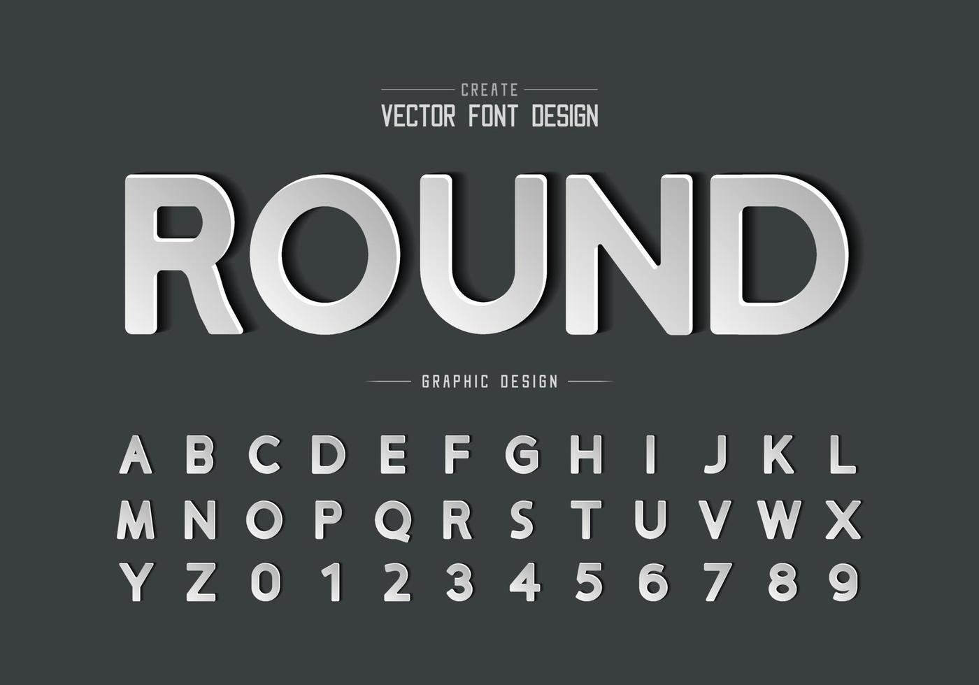 carattere di carta e vettore alfabeto rotondo, carattere tipografico e numero di design, testo grafico su sfondo