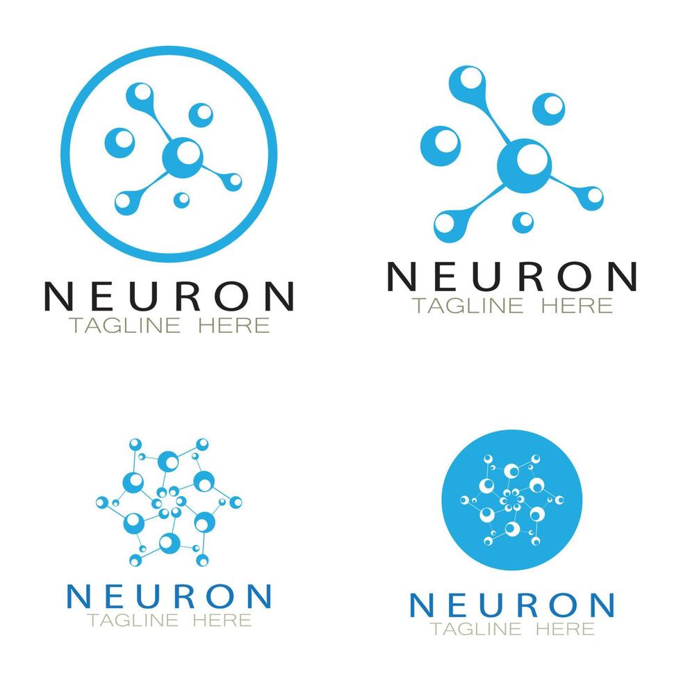 logo neurone o design del logo delle cellule nervose, icona del modello di illustrazione del logo della molecola con concetto vettoriale