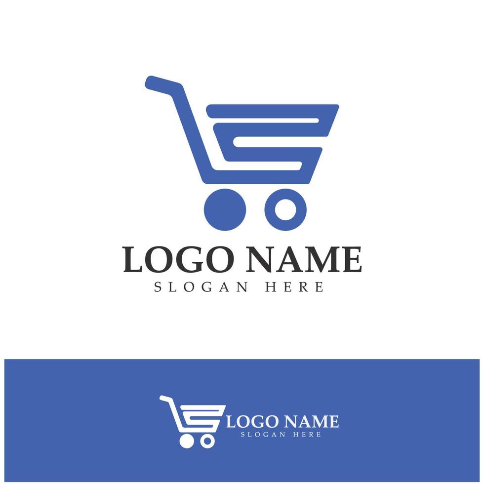 logo e-commerce e design del logo del negozio online con un concetto moderno vettore