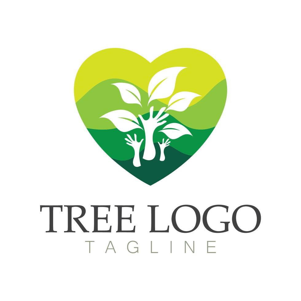 albero logo icona illustrazione vettoriale design.vector silhouette di un albero modelli di albero logo e radici albero della vita design illustrazione