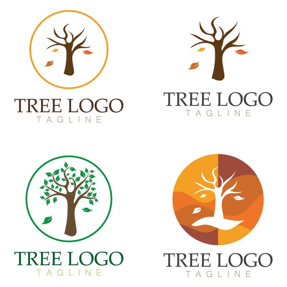 albero logo icona illustrazione vettoriale design.vector silhouette di un albero modelli di albero logo e radici albero della vita design illustrazione