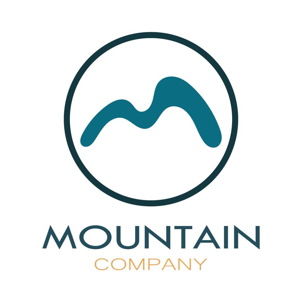design minimalista del logo della montagna e del sole in colori piatti ricchi di concetti moderni illustrazione vettoriale