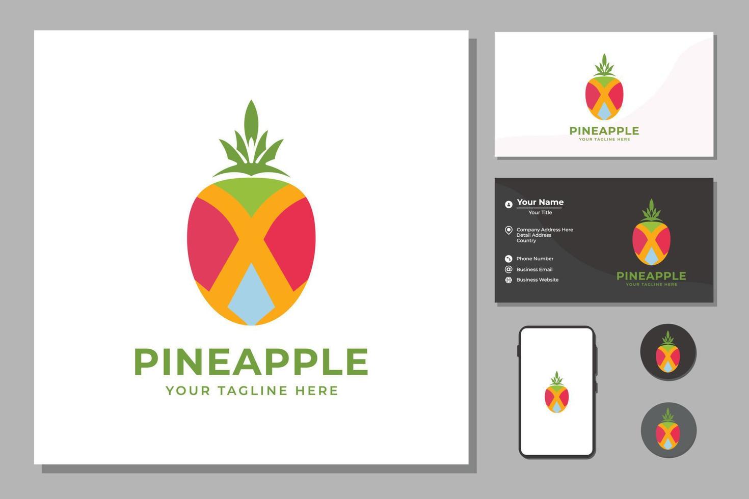 ispirazione per il simbolo del design minimalista del logo della frutta tropicale dell'ananas vettore