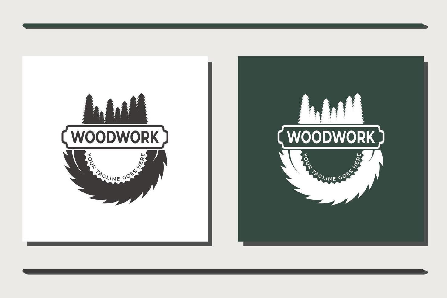 lavorazione del legno, design del logo di falegnameria vettore