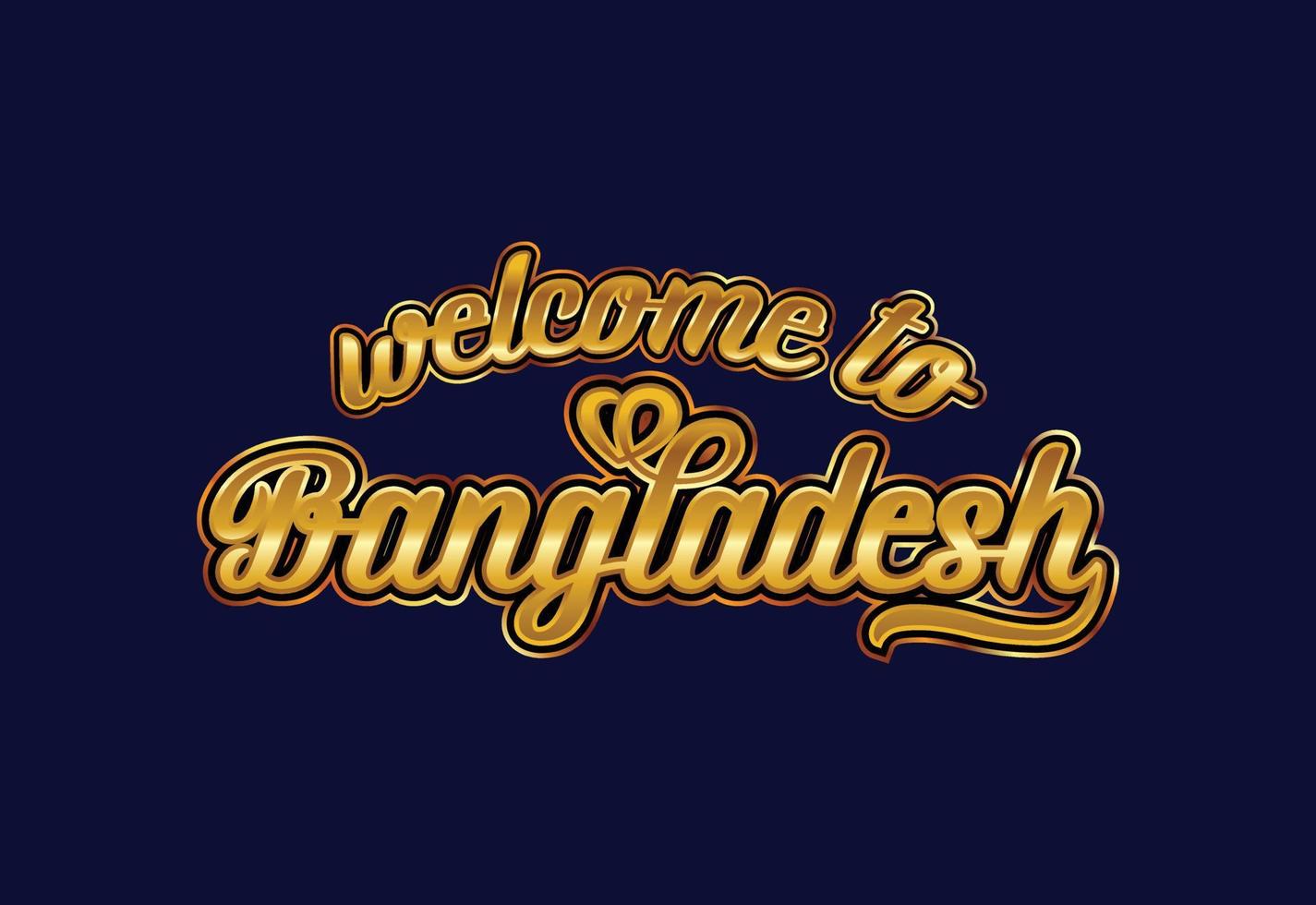 benvenuto nell'illustrazione creativa di progettazione del carattere del testo di parola del bangladesh. segno di benvenuto vettore