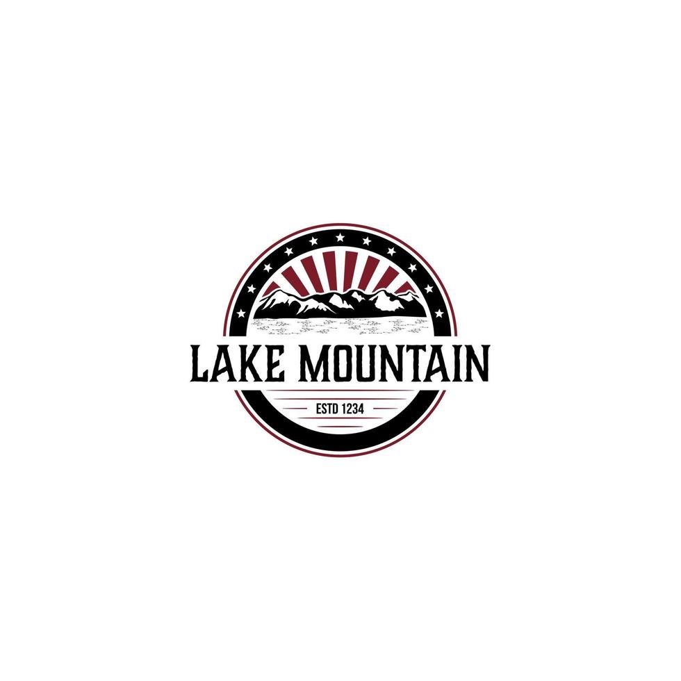 distintivo del logo circolare del lago di montagna vettore