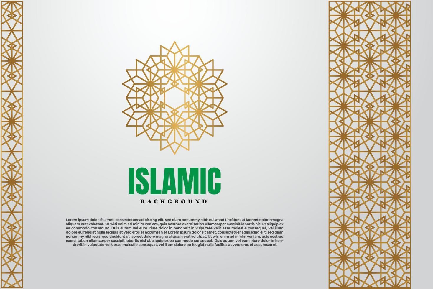 modello di lusso dorato arabo islamico su sfondo grigio con motivo geometrico e bellissimo ornamento vettore