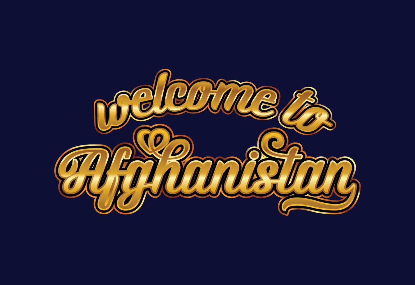 benvenuto nell'illustrazione creativa di progettazione del carattere del testo di parola dell'Afghanistan. segno di benvenuto vettore